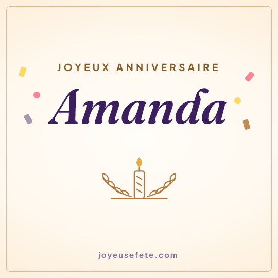 Image carrée « Joyeux anniversaire Amanda » pour WhatsApp