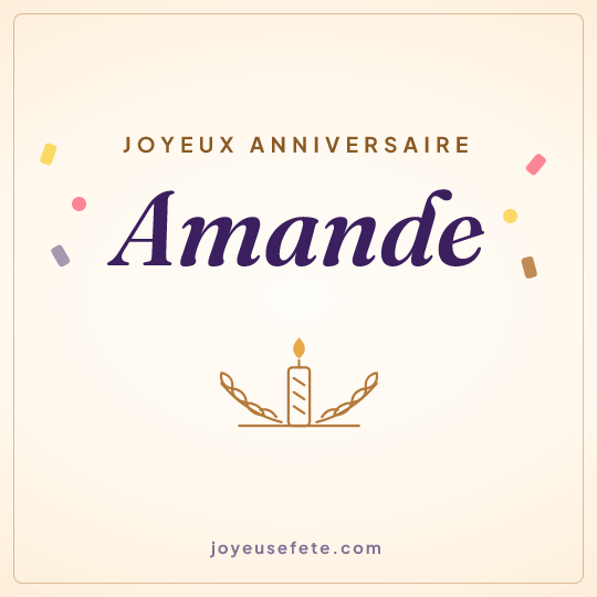 Image carrée « Joyeux anniversaire Amande » pour WhatsApp