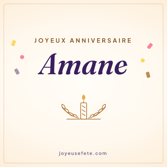 Image carrée « Joyeux anniversaire Amane » pour WhatsApp