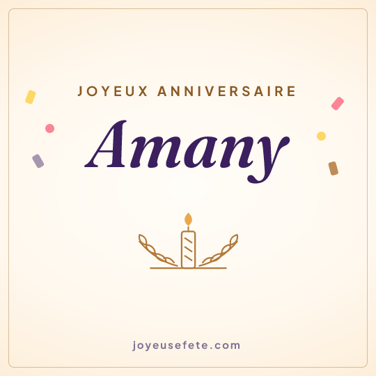 Image carrée « Joyeux anniversaire Amany » pour WhatsApp