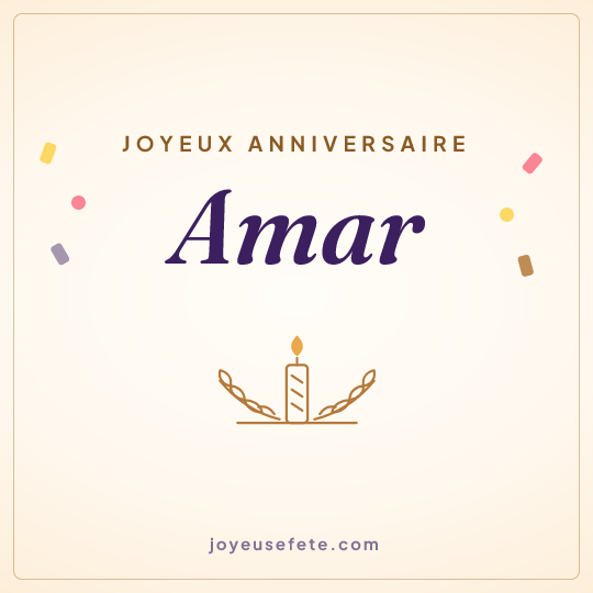Image carrée « Joyeux anniversaire Amar » pour WhatsApp