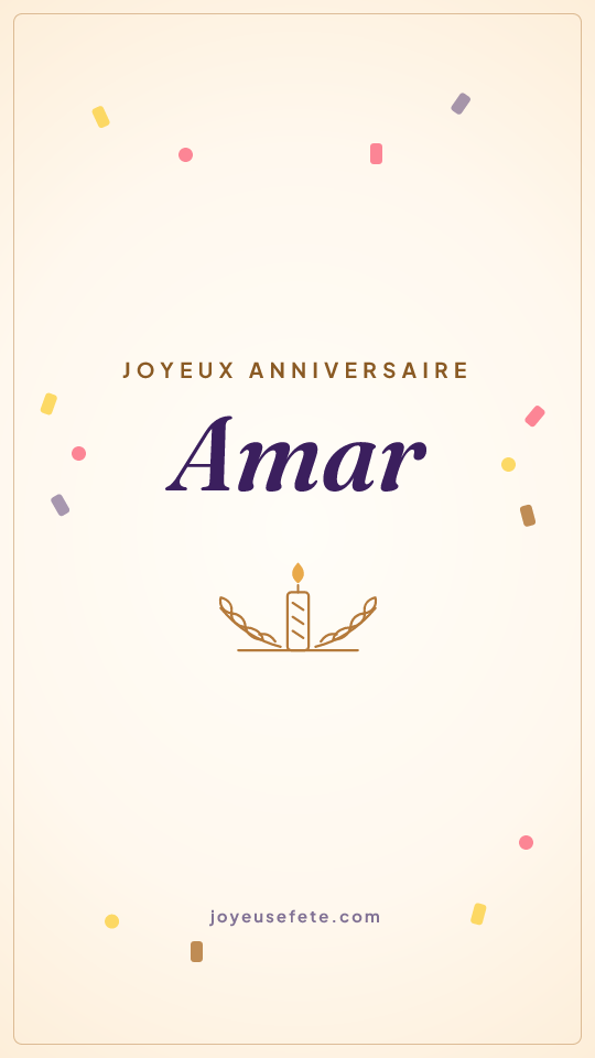 Image « Joyeux anniversaire Amar » au format story
