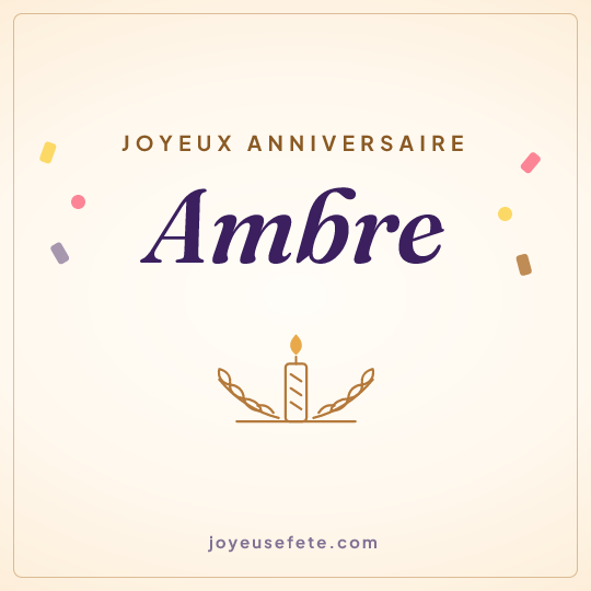 Image carrée « Joyeux anniversaire Ambre » pour WhatsApp