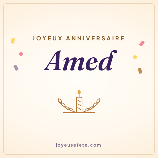 Image carrée « Joyeux anniversaire Amed » pour WhatsApp