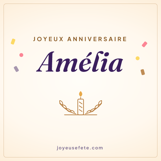 Image carrée « Joyeux anniversaire Amélia » pour WhatsApp