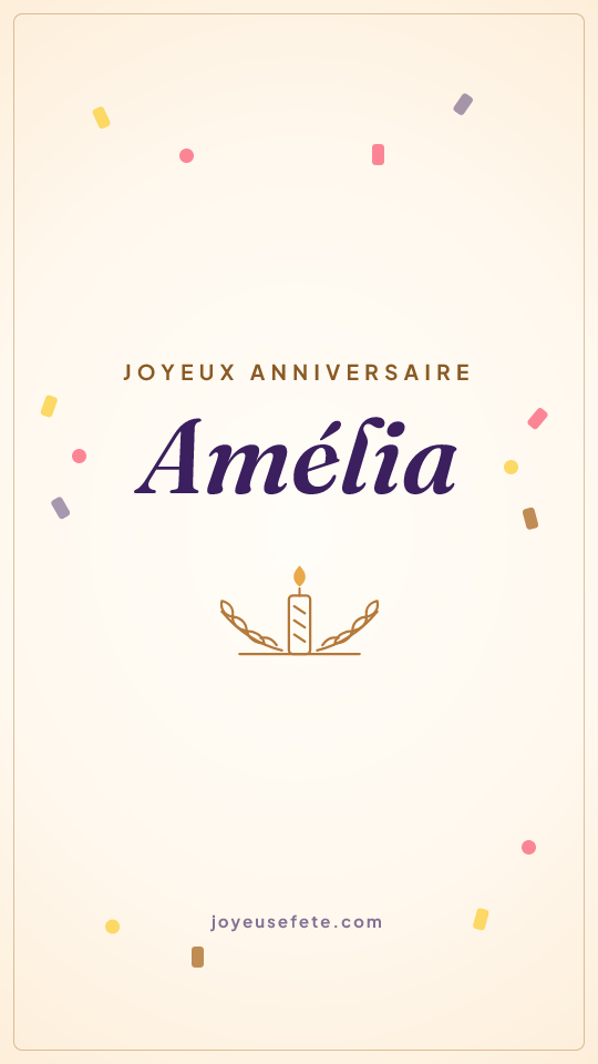 Image « Joyeux anniversaire Amélia » au format story