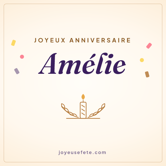 Image carrée « Joyeux anniversaire Amélie » pour WhatsApp