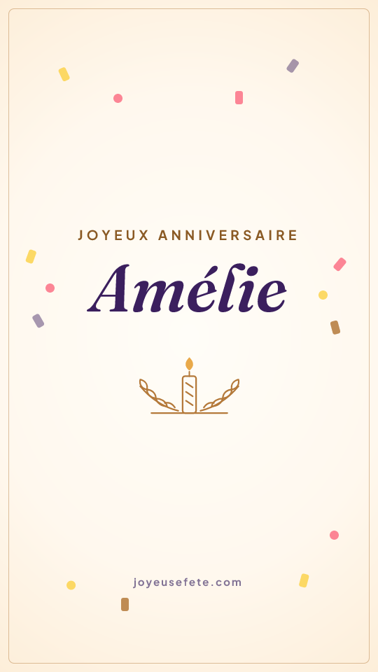 Image « Joyeux anniversaire Amélie » au format story