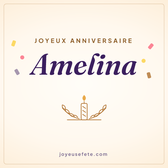 Image carrée « Joyeux anniversaire Amelina » pour WhatsApp