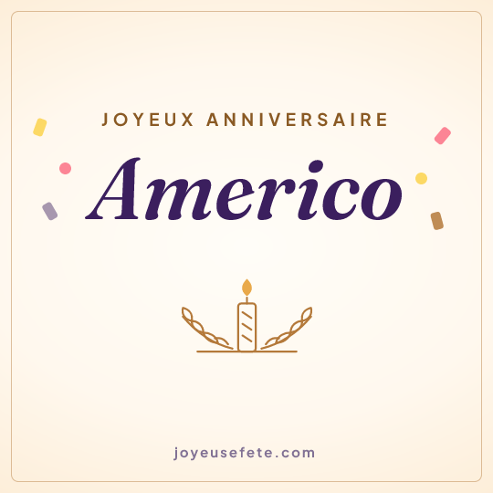Image carrée « Joyeux anniversaire Americo » pour WhatsApp