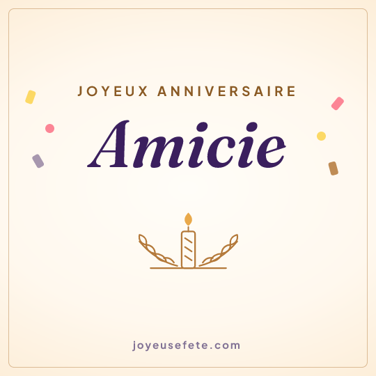 Image carrée « Joyeux anniversaire Amicie » pour WhatsApp
