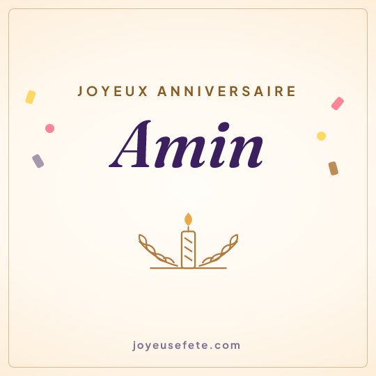 Image carrée « Joyeux anniversaire Amin » pour WhatsApp