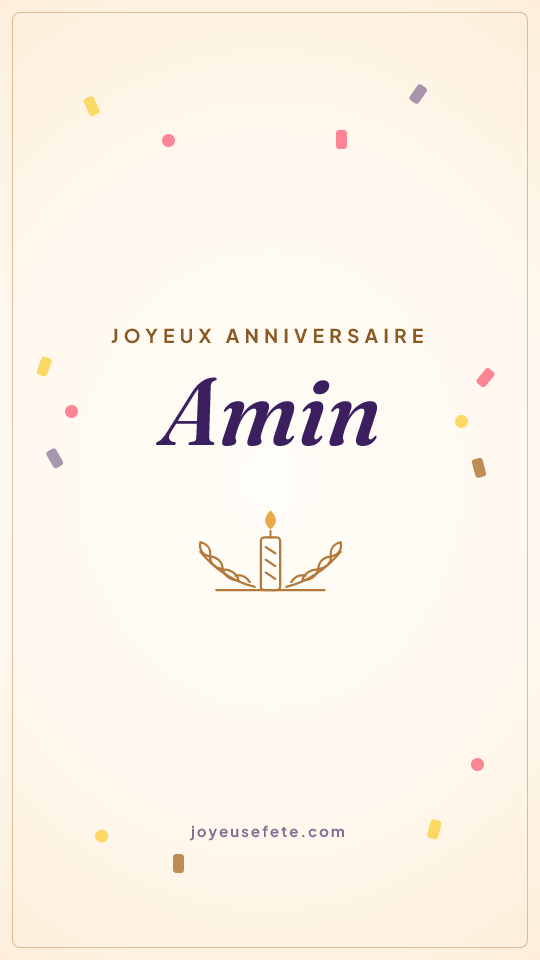 Image « Joyeux anniversaire Amin » au format story
