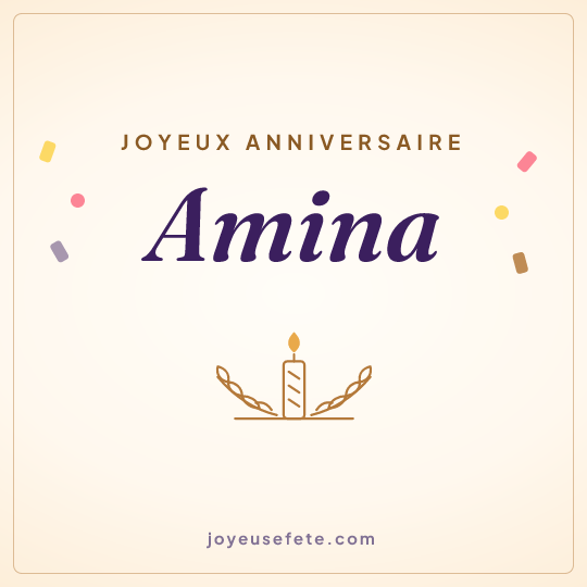 Image carrée « Joyeux anniversaire Amina » pour WhatsApp
