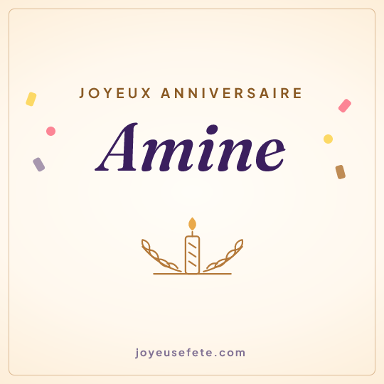 Image carrée « Joyeux anniversaire Amine » pour WhatsApp