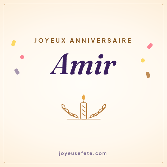 Image carrée « Joyeux anniversaire Amir » pour WhatsApp