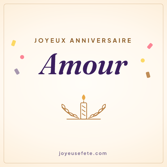 Image carrée « Joyeux anniversaire Amour » pour WhatsApp