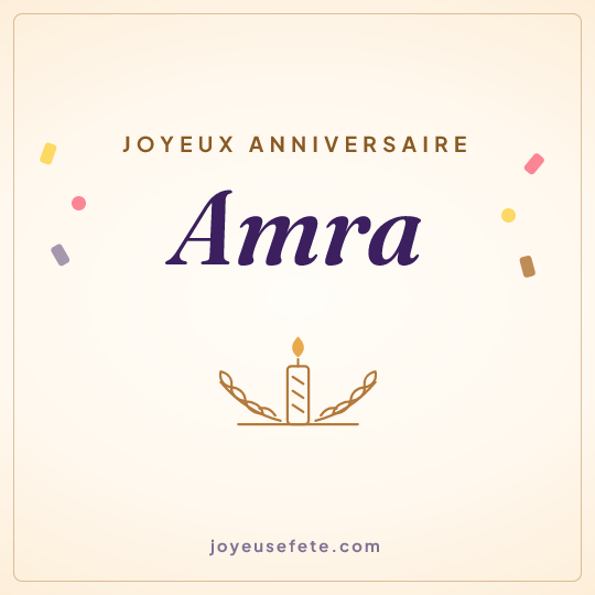 Image carrée « Joyeux anniversaire Amra » pour WhatsApp