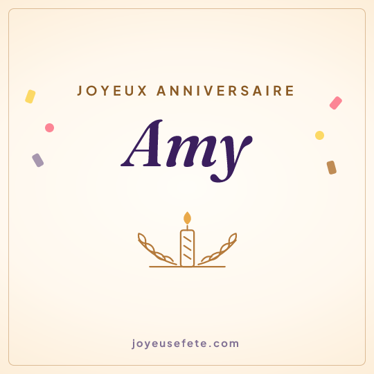 Image carrée « Joyeux anniversaire Amy » pour WhatsApp