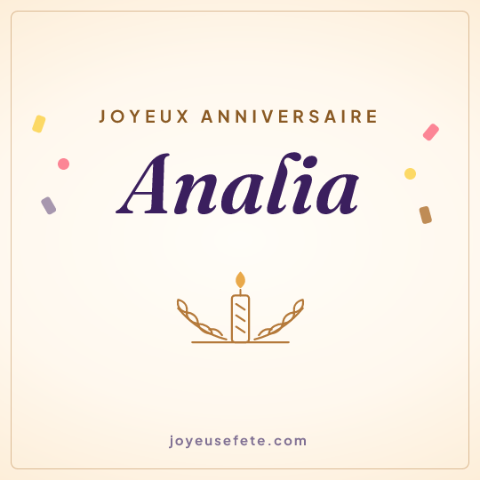 Image carrée « Joyeux anniversaire Analia » pour WhatsApp