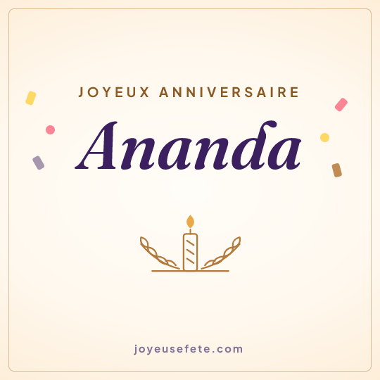 Image carrée « Joyeux anniversaire Ananda » pour WhatsApp