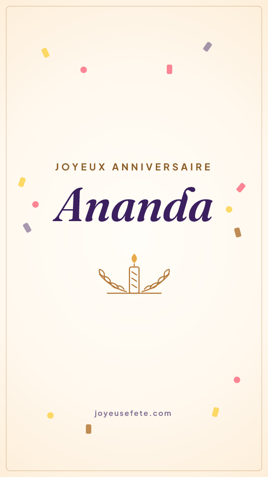 Image « Joyeux anniversaire Ananda » au format story