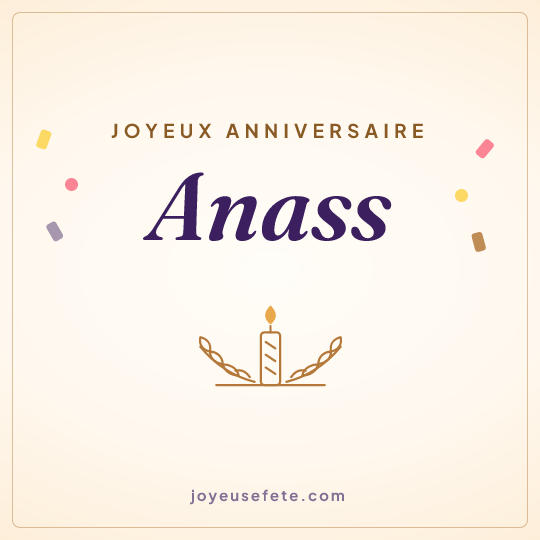 Image carrée « Joyeux anniversaire Anass » pour WhatsApp