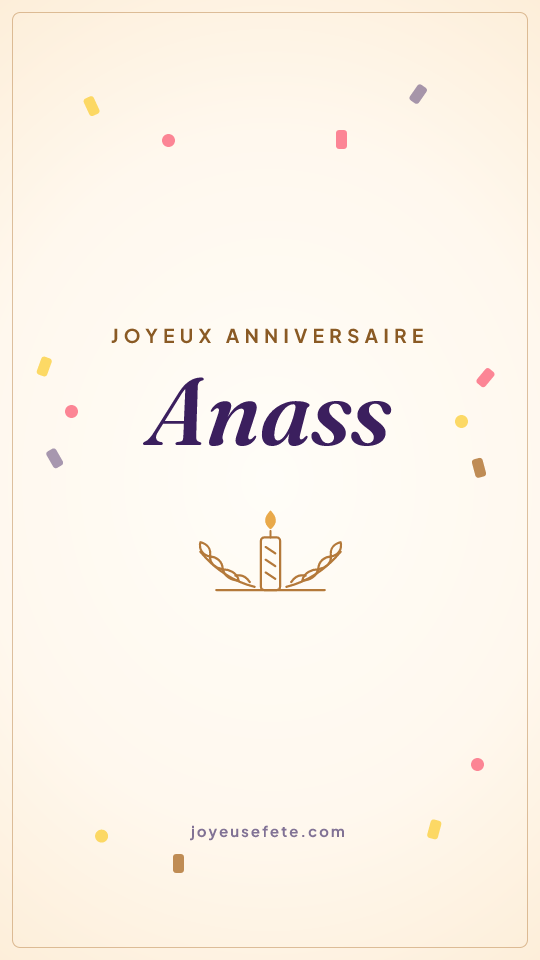 Image « Joyeux anniversaire Anass » au format story