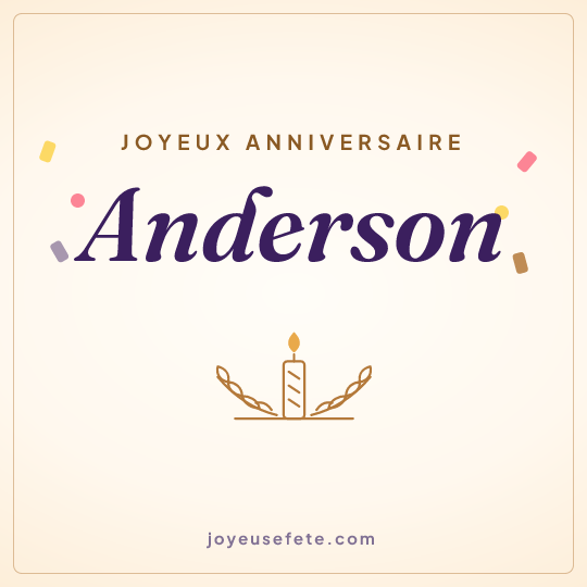 Image carrée « Joyeux anniversaire Anderson » pour WhatsApp