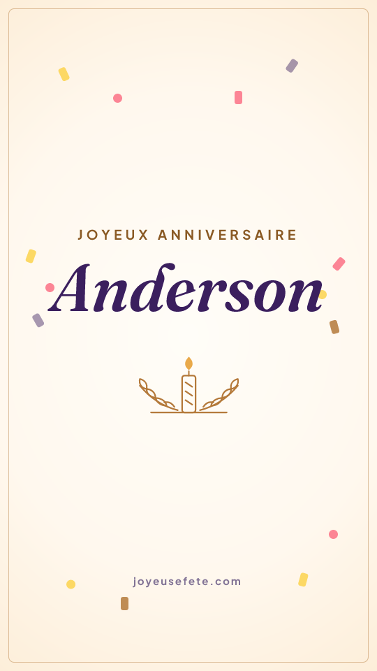 Image « Joyeux anniversaire Anderson » au format story