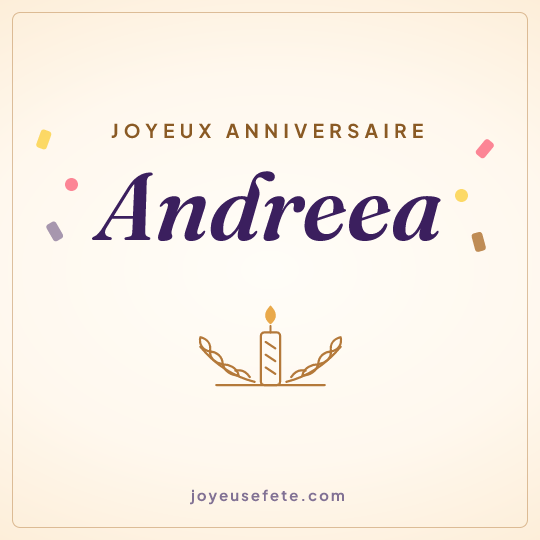 Image carrée « Joyeux anniversaire Andreea » pour WhatsApp