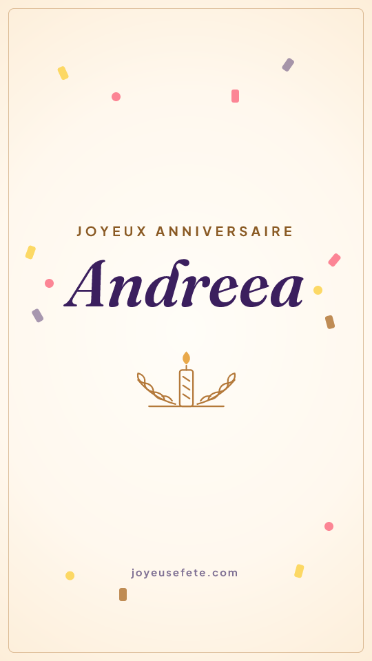 Image « Joyeux anniversaire Andreea » au format story