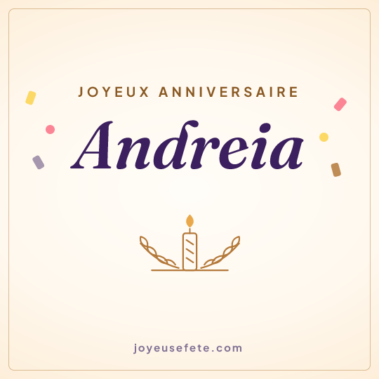 Image carrée « Joyeux anniversaire Andreia » pour WhatsApp