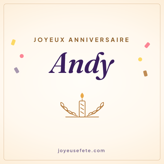 Image carrée « Joyeux anniversaire Andy » pour WhatsApp