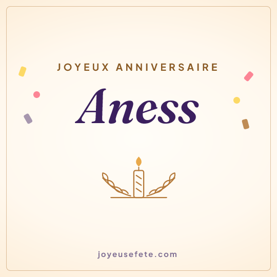 Image carrée « Joyeux anniversaire Aness » pour WhatsApp