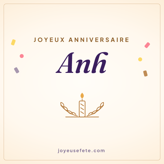 Image carrée « Joyeux anniversaire Anh » pour WhatsApp