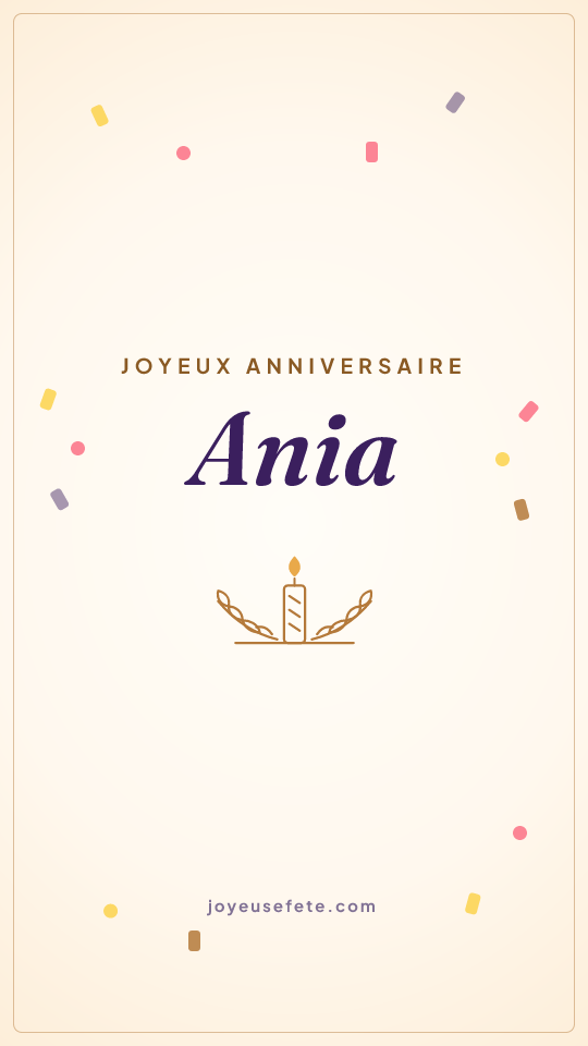 Image « Joyeux anniversaire Ania » au format story