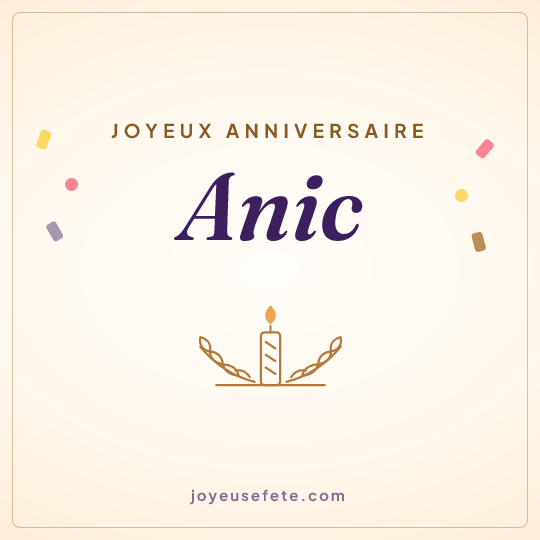 Image carrée « Joyeux anniversaire Anic » pour WhatsApp