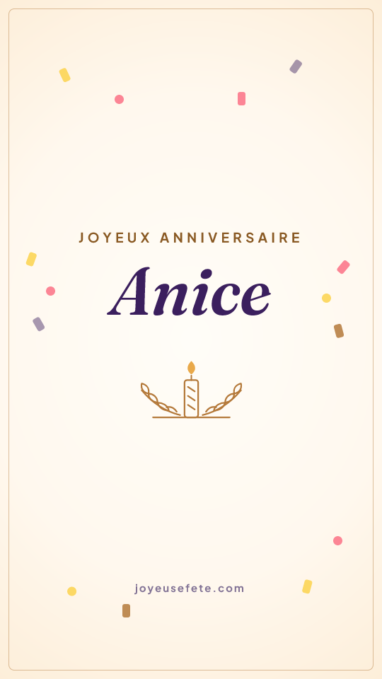 Image « Joyeux anniversaire Anice » au format story