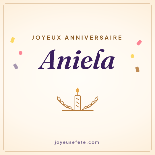 Image carrée « Joyeux anniversaire Aniela » pour WhatsApp