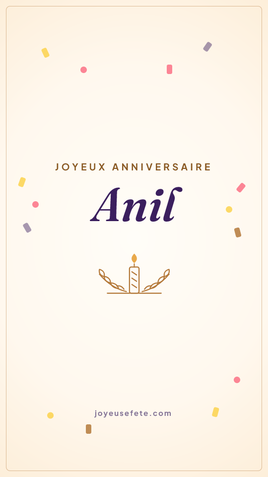Image « Joyeux anniversaire Anil » au format story