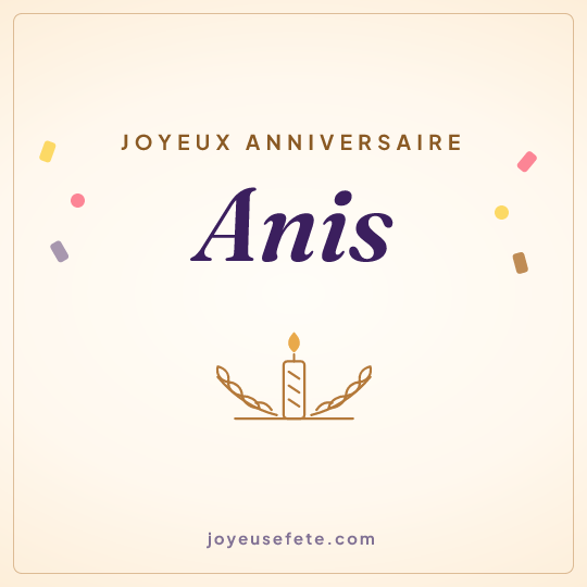 Image carrée « Joyeux anniversaire Anis » pour WhatsApp