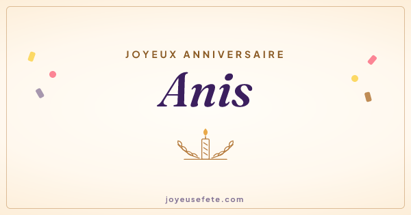Image « Joyeux anniversaire Anis » au format large