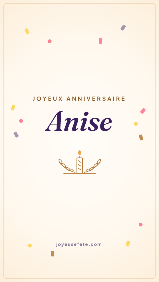 Image « Joyeux anniversaire Anise » au format story