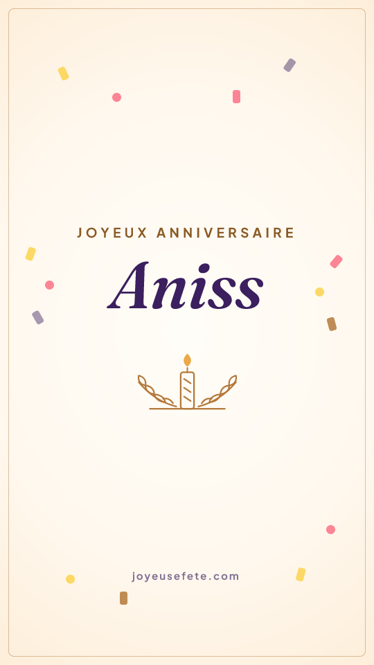 Image « Joyeux anniversaire Aniss » au format story