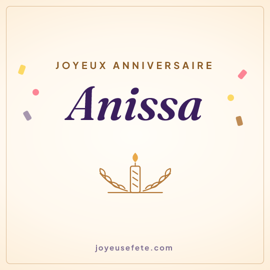 Image carrée « Joyeux anniversaire Anissa » pour WhatsApp