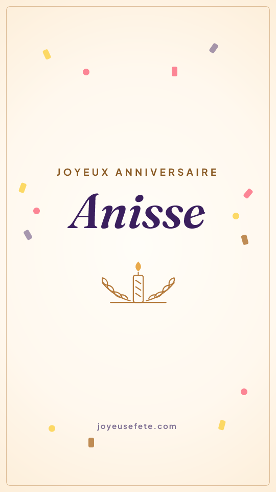Image « Joyeux anniversaire Anisse » au format story