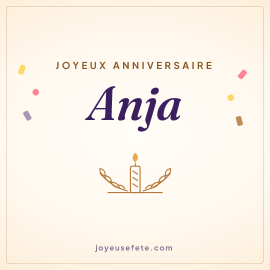 Image carrée « Joyeux anniversaire Anja » pour WhatsApp