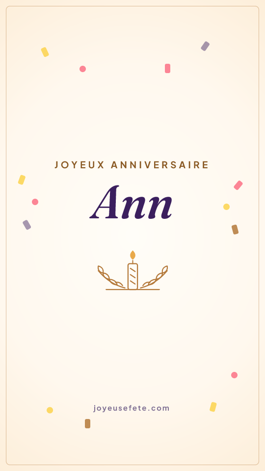 Image « Joyeux anniversaire Ann » au format story
