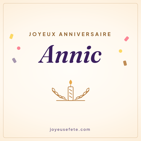 Image carrée « Joyeux anniversaire Annic » pour WhatsApp